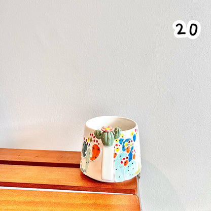 Handmade Cactus Mug with Cat Spoon