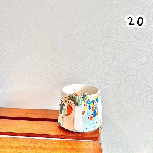 Handmade Cactus Mug with Cat Spoon