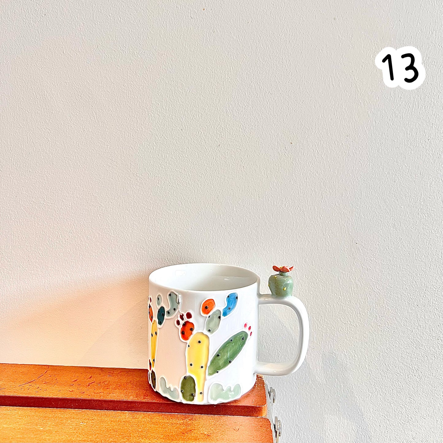 Handmade Cactus Mug with Cat Spoon