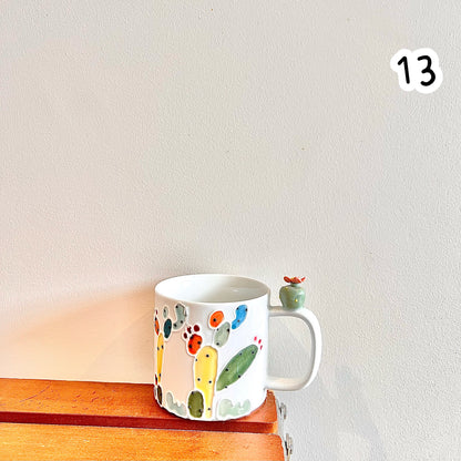 Handmade Cactus Mug with Cat Spoon