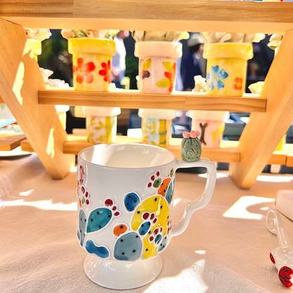 Handmade Cactus Mug with Cat Spoon