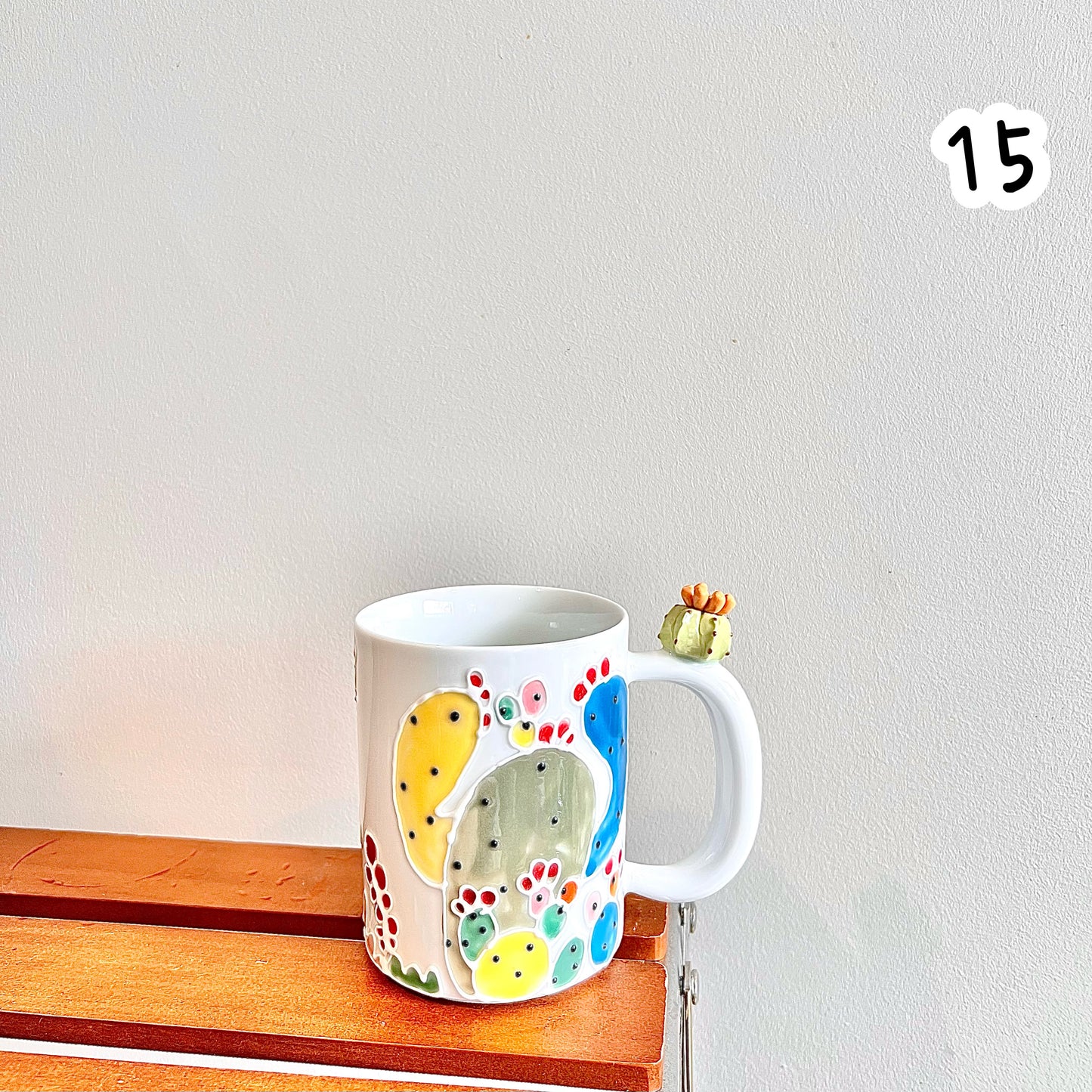 Handmade Cactus Mug with Cat Spoon