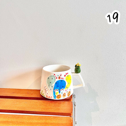 Handmade Cactus Mug with Cat Spoon