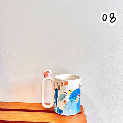 Handmade Cactus Mug with Cat Spoon