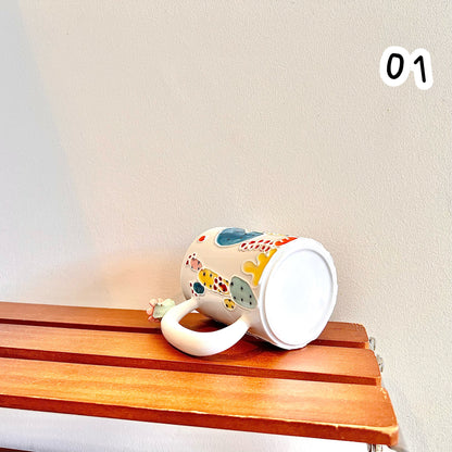 Handmade Cactus Mug with Cat Spoon