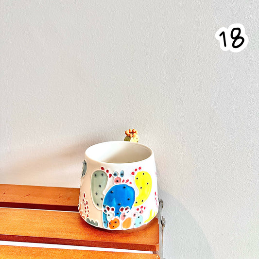 Handmade Cactus Mug with Cat Spoon