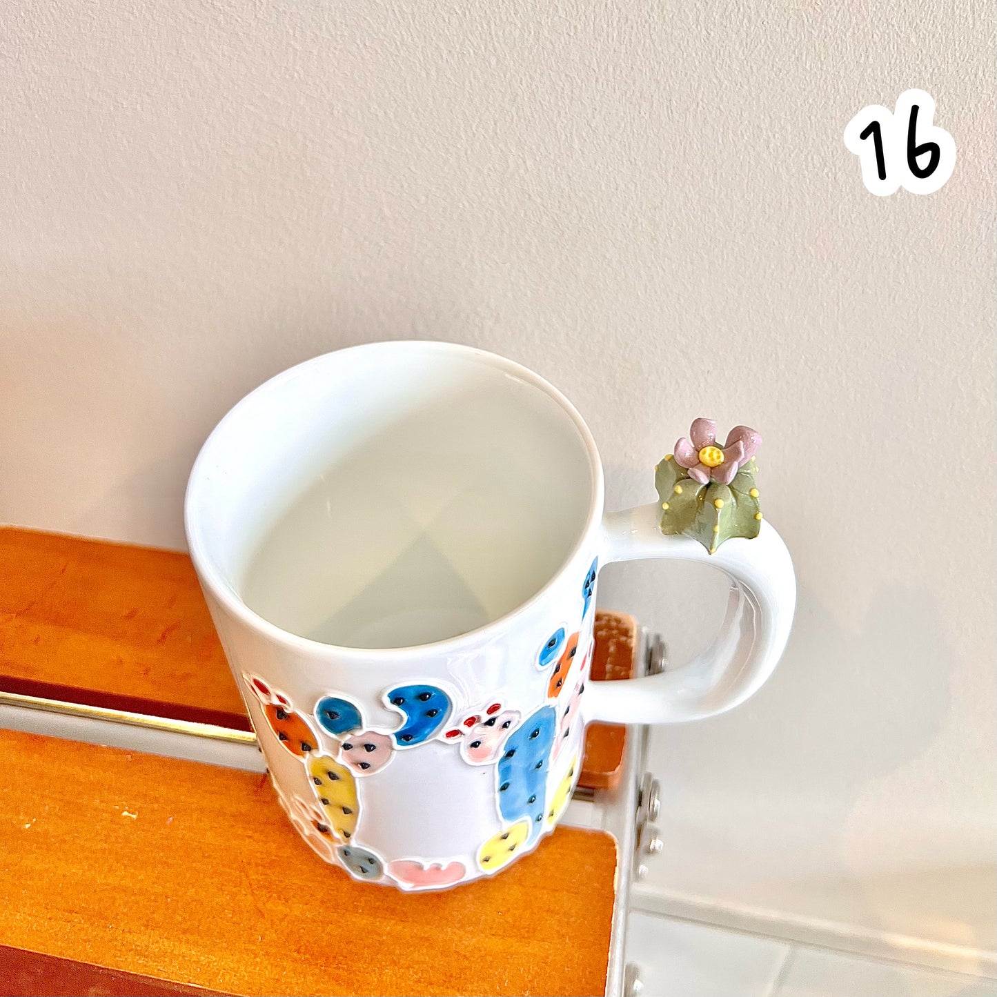 Handmade Cactus Mug with Cat Spoon