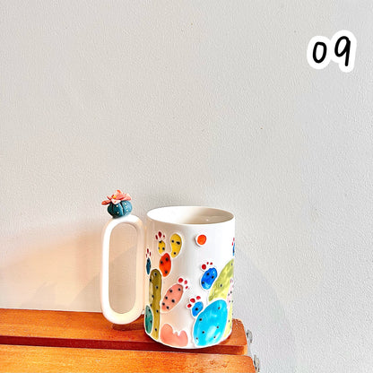 Handmade Cactus Mug with Cat Spoon