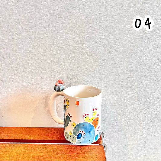 Handmade Cactus Mug with Cat Spoon