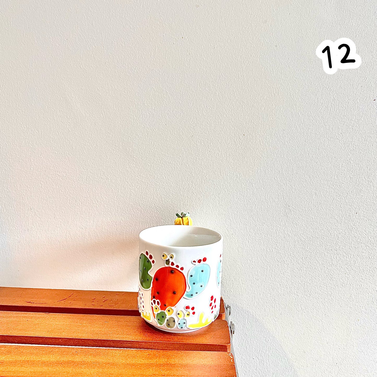 Handmade Cactus Mug with Cat Spoon