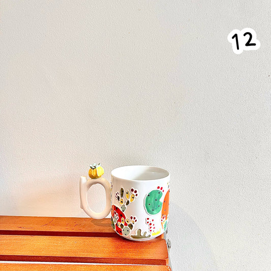 Handmade Cactus Mug with Cat Spoon