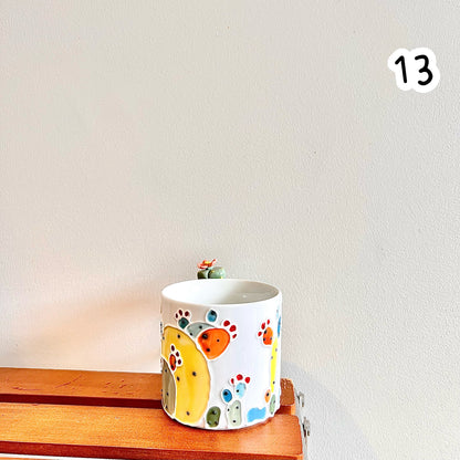 Handmade Cactus Mug with Cat Spoon