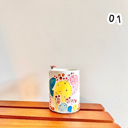 Handmade Cactus Mug with Cat Spoon