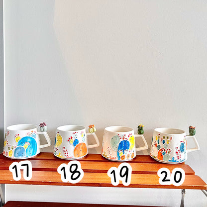 Handmade Cactus Mug with Cat Spoon