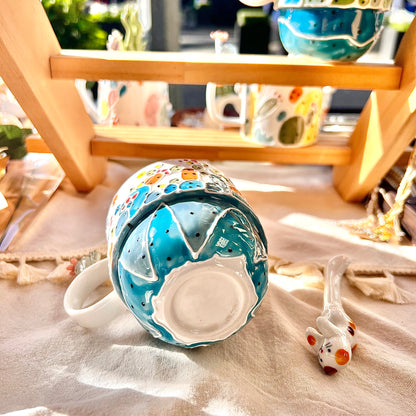 Handmade Cactus Mug with Cat Spoon