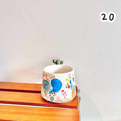 Handmade Cactus Mug with Cat Spoon