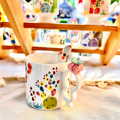 Handmade Cactus Mug and Cat Spoon