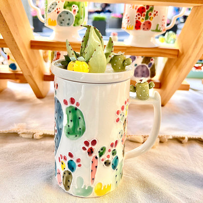Handmade Cactus Mug with Lid