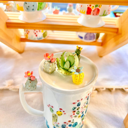 Handmade Cactus Mug with Lid