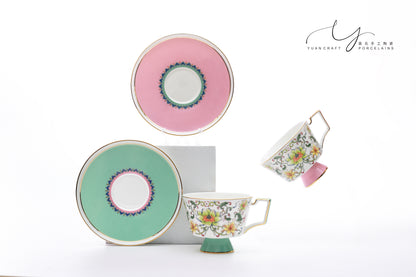 Lotus Intertwined Branch Pattern  Teacups & Saucers Sets for Two