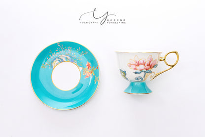 Flowers Bloom In Prosperity Pink Cup & Saucer