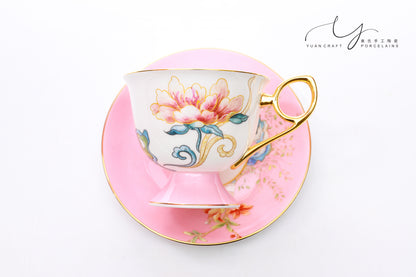 Flowers Bloom In Prosperity Pink Cup & Saucer