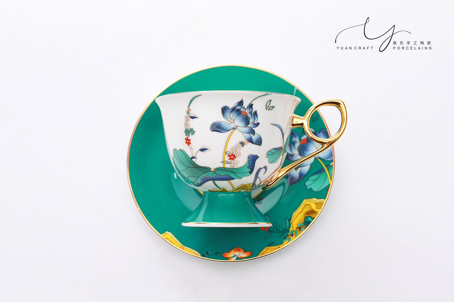 Blossoming Lotus Flower Teacup & Saucer