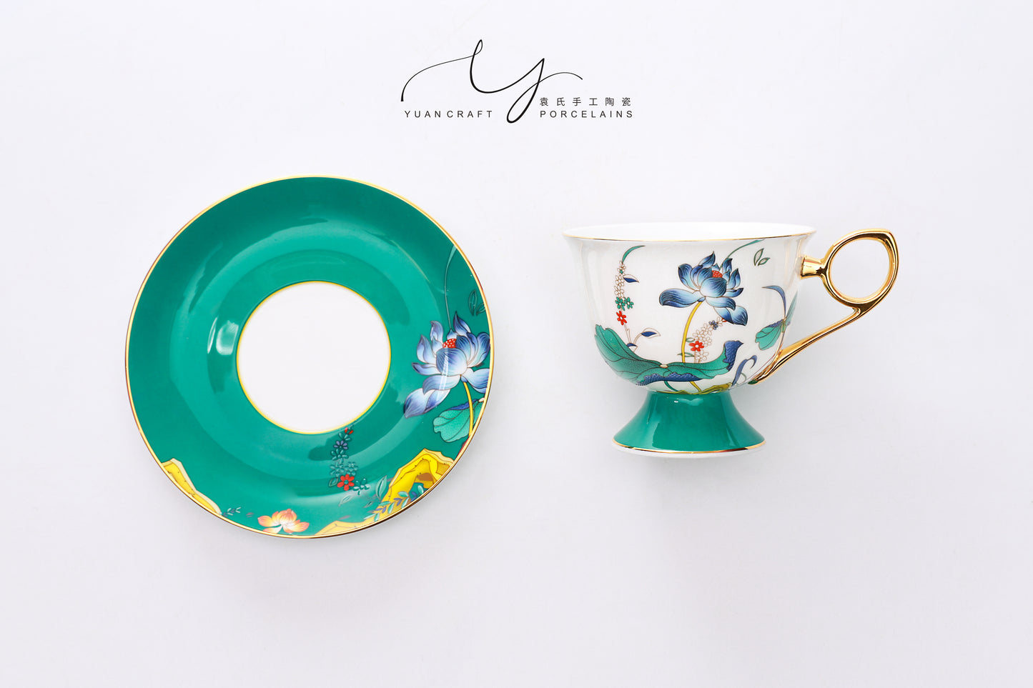 Blossoming Lotus Flower Teacup & Saucer
