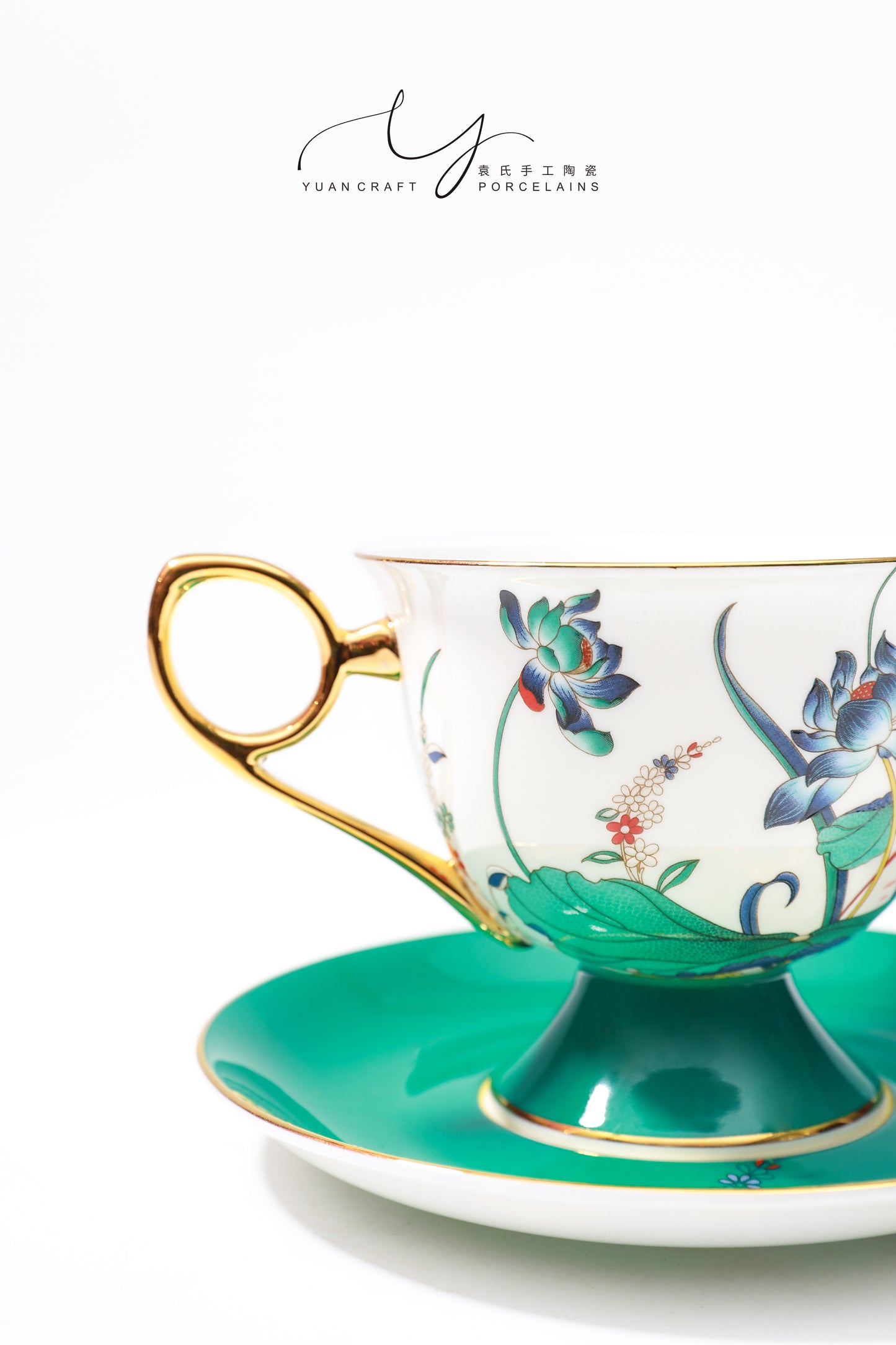 Blossoming Lotus Flower Teacup & Saucer