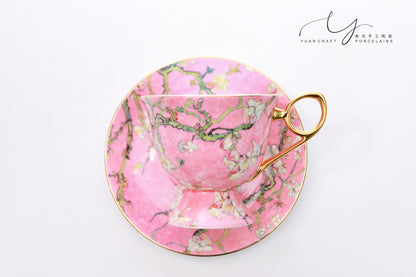 Classic Yellow Apricot Flowers Teacup & Saucer