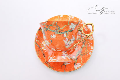 Classic Yellow Apricot Flowers Teacup & Saucer