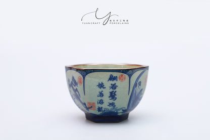 Chinese Tradition Hexagonal Tea Bowl - The Song of Luo Shen