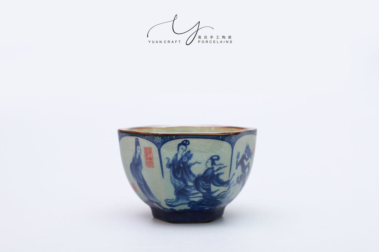 Chinese Tradition Hexagonal Tea Bowl - The Song of Luo Shen