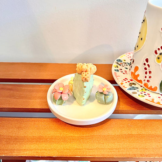 Handmade Cactus Mug Set with Cat Spoon