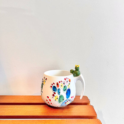 Handmade Cactus Mug with Cat Spoon