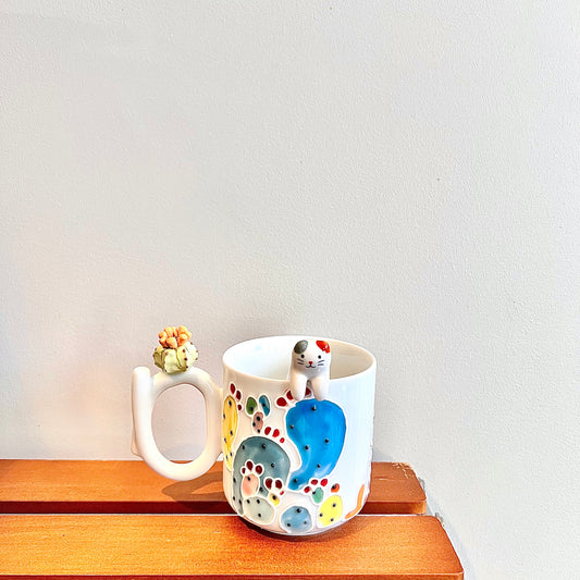 Handmade Cactus Mug with Cat Spoon