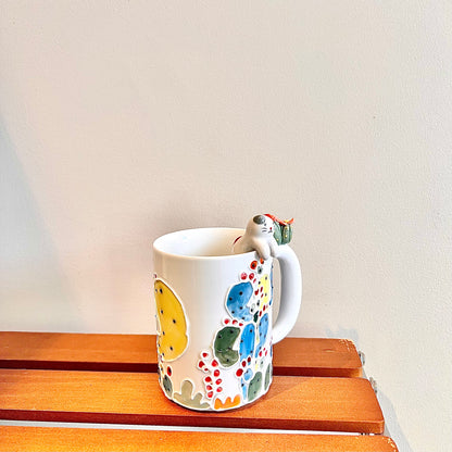 Handmade Cactus Mug with Cat Spoon