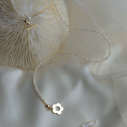 NTW - Natural Pearls With 18K Gold Chocker Necklace - Cloud Light